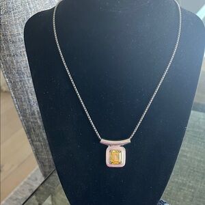 Elegant 925 solid Silver and Yellow Pendant with chain